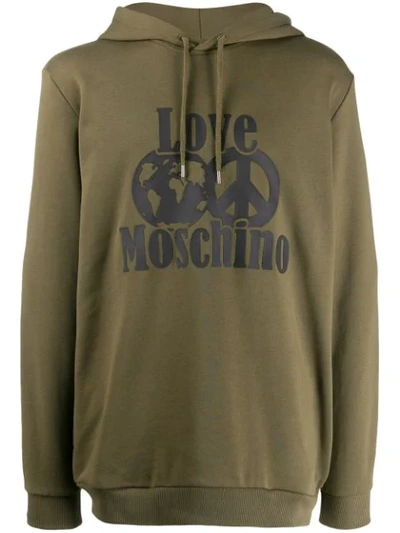 Love Moschino Sweatshirt Mit Print In Green