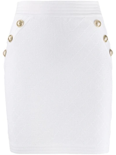 Balmain Viscose Blend Knit Mini Skirt In White