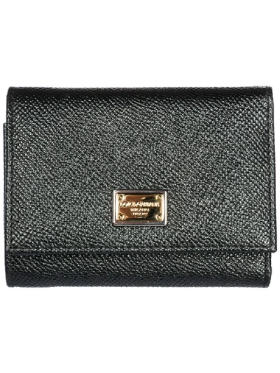 Dolce & Gabbana Wallet Genuine Leather Coin Case Holder Purse Card In Nero