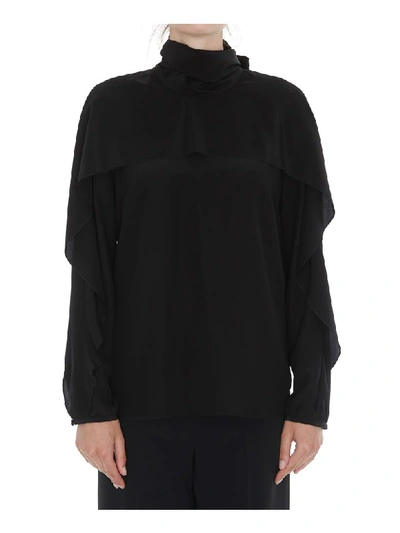 Red Valentino Volant Detail Top Shirt In Black