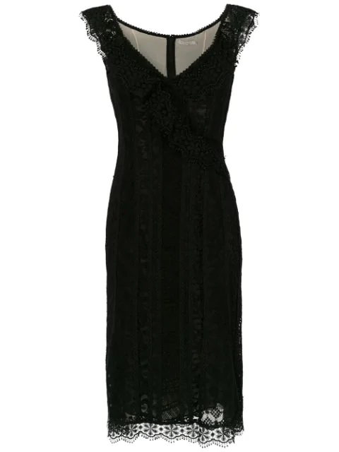 Martha Medeiros Lace Mara Midi Dress In Black | ModeSens