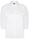 Simone Rocha Pearl-embellished Ruffled Shirt In White