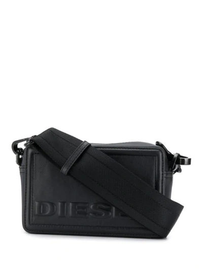 Diesel Embossed Logo Crossbody Bag In Black