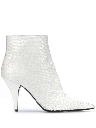 Casadei Pointed Ankle Boots In White