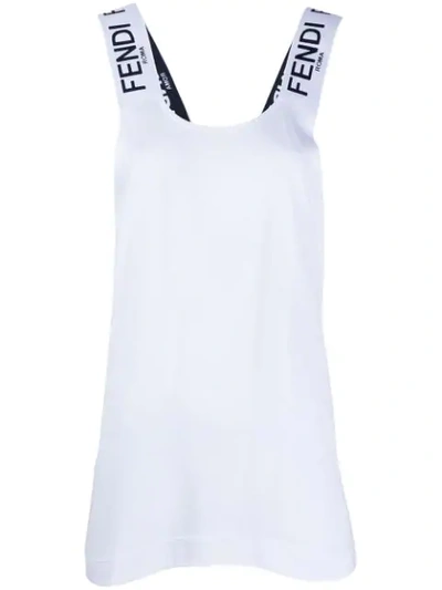 Fendi Logo Strap Tank Top In White