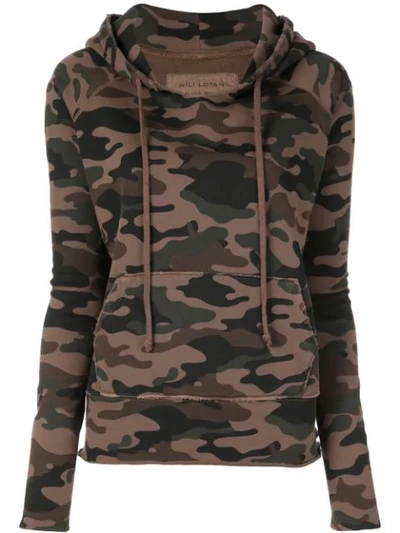 Nili Lotan Janie Camouflage-print Cotton-jersey Hoody In Brown Camo