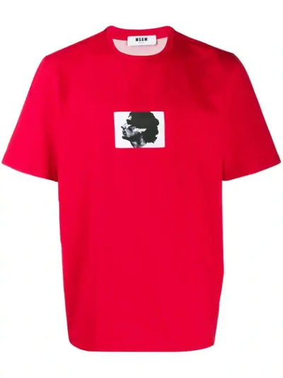 Msgm Printed T In Red