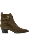 Marc Ellis Block Heel Ankle Boots In Velur Mility