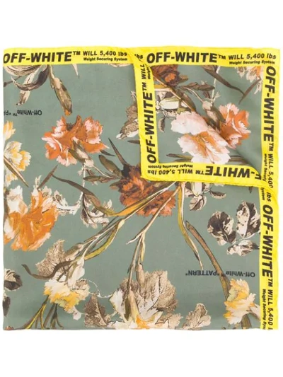 Off-white Floral Print Scarf In 4188 Light Green Multicolor