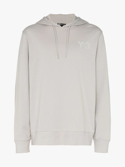 Y-3 Logo Printed Hoodie In Grey