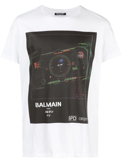 Balmain Printed Short-sleeved T-shirt In White
