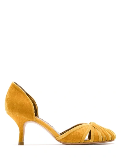 Sarah Chofakian Sarah Velvet Pumps In Yellow