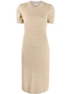 Fendi Inlaid Ff Motif Dress In Neutrals