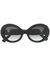 Valentino V Logo Round Sunglasses In Black