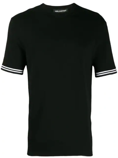 Neil Barrett Striped Trim T-shirt In Black