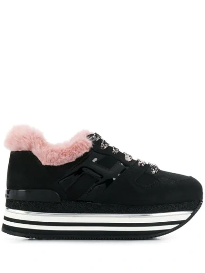 Hogan Maxi H222 Platform Sneakers In Black