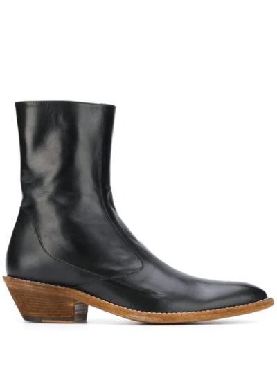 Haider Ackermann Leather Cowboy Boots In Black