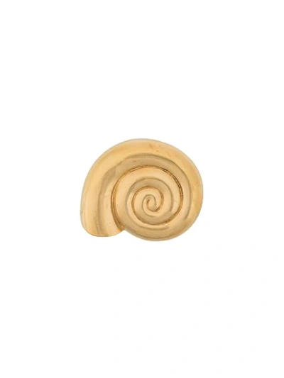 Pre-owned Nina Ricci 1980s Swirl Shell Brooch In Gold