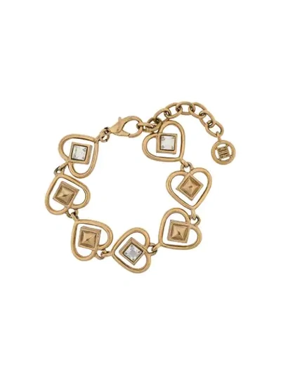 Pre-owned Givenchy Heart Link Bracelet In Gold