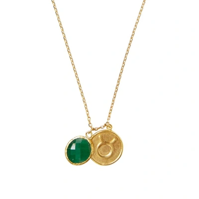 Ottoman Hands Taurus Zodiac Necklace With Emerald Charm