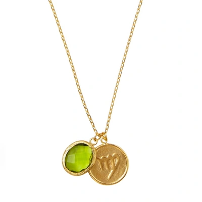 Ottoman Hands Ottomn Hands Virgo Zodiac Necklace With Peridot Charm In Gold