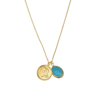 Ottoman Hands Capricorn Zodiac Necklace With Turquoise Charm