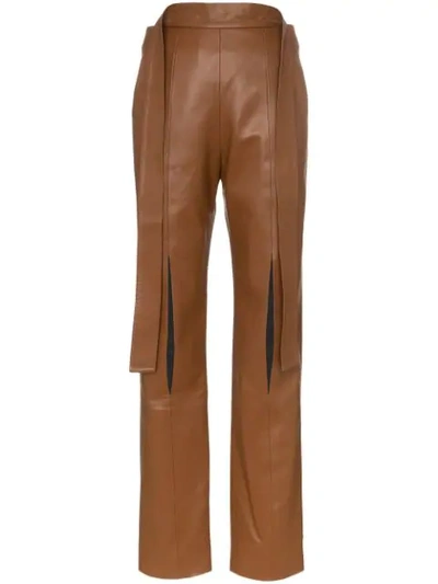 Materiel High-waisted Slit Trousers In Brown