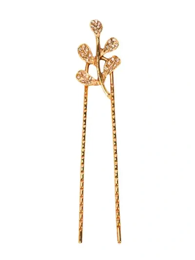 Oscar De La Renta Pavé Leaf Hair Pin In Gold