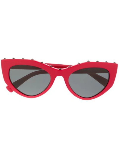 Valentino Studded Slim Cat-eye Frames Sunglasses In Red