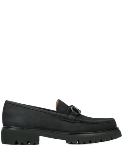 Ferragamo Gancini Loafers In Black