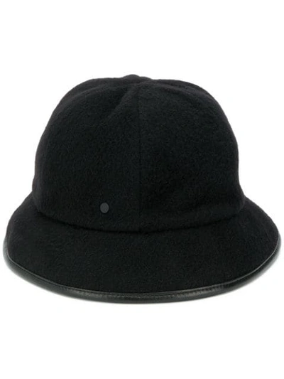Maison Michel Leather Trim Hat In Black
