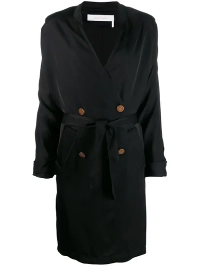 See By Chloé Double Breasted Wrap Coat In Black