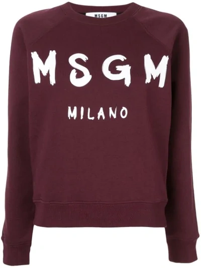Msgm Sweatshirt Mit Logo-print In Red