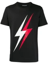 Neil Barrett Double Bolt Print Cotton Jersey T-shirt In Black