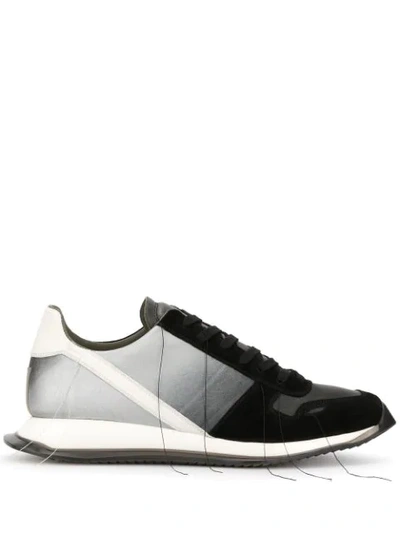 Rick Owens New Vintage Runner Dégradé Suede And Leather Sneakers In Black