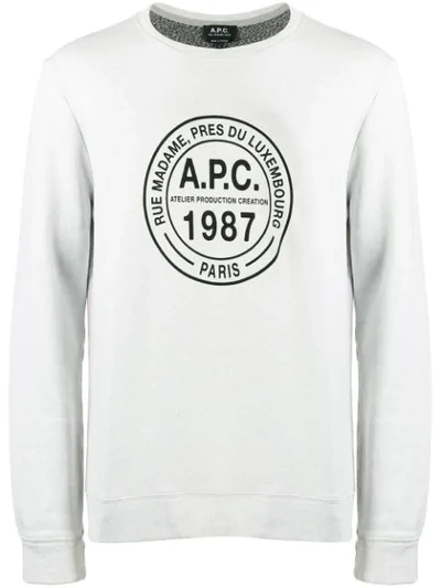 Apc 1987 Logo-print Cotton Sweatshirt In Grey