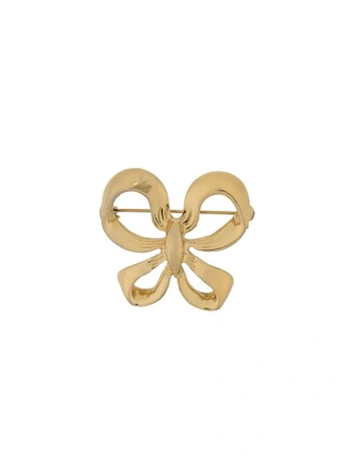 Pre-owned Saint Laurent 1980s Bow Brooch In Gold