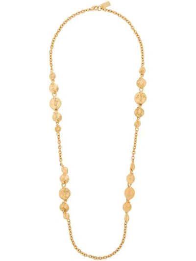 Pre-owned Kenzo 1990s Leaf Motif Long Necklace In Gold