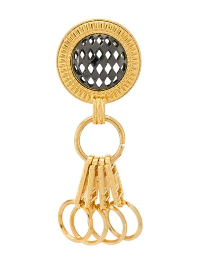 Pre-owned Versace Logo-engraved Key Ring In Gold