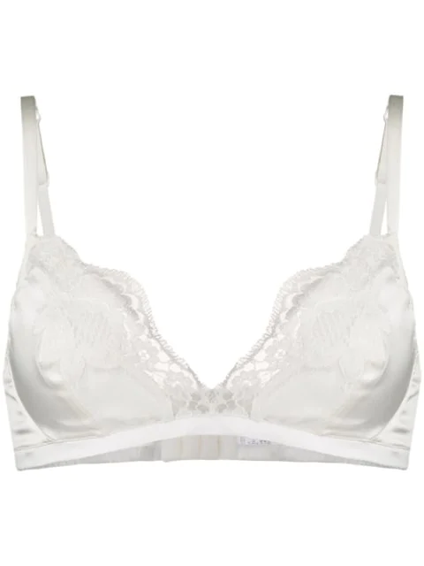 Dolce & Gabbana Soft-cup Satin Bra With Lace Detailing In White | ModeSens