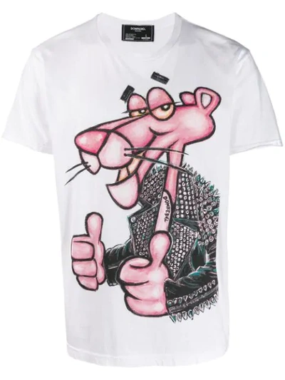 Domrebel Pink Trouserher Print T-shirt In White