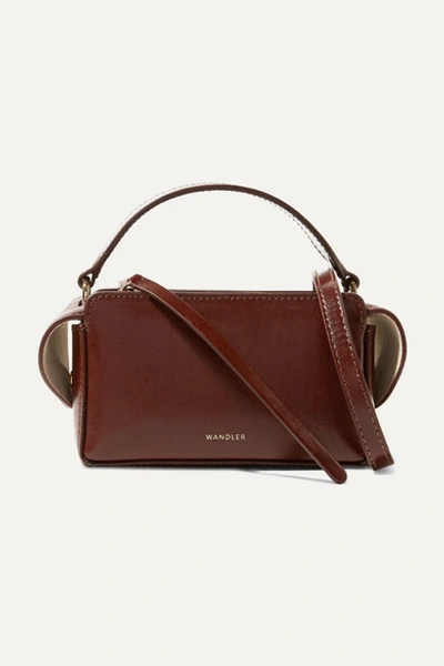 Wandler Yara Box Glossed-leather Shoulder Bag In Chocolate