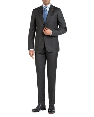 Isaia Men's Tonal Box-check Two-piece Suit In Gray