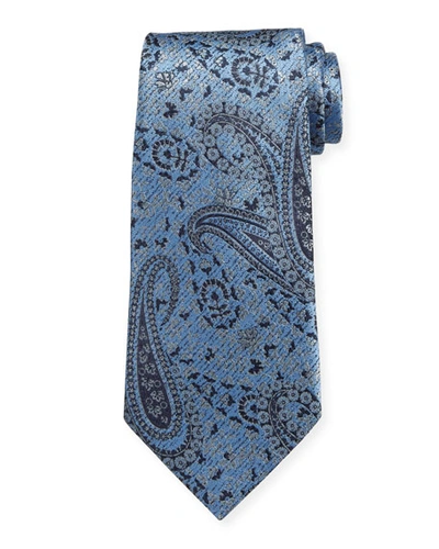 Ermenegildo Zegna Woven Paisley Silk Tie, Blue