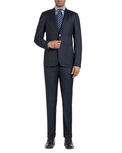 Isaia Men's Wide Stripe Two-piece Suit In Navy