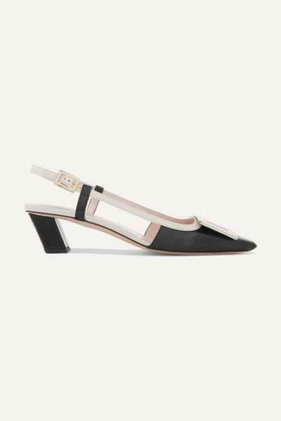 Roger Vivier Belle Vivier Two-tone Leather Slingback Pumps In Black