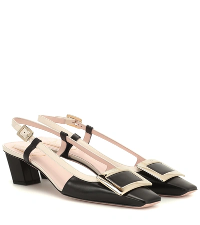 Roger Vivier Belle Vivier Leather Slingback Courts In Black