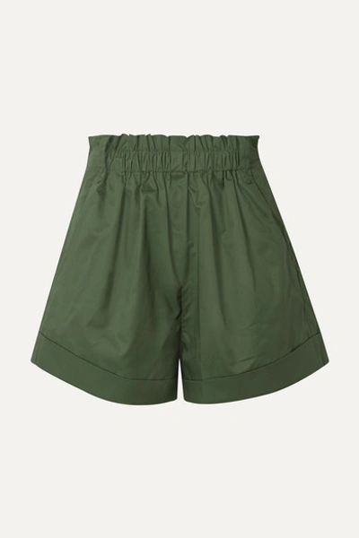 Iro Ferni Cotton-poplin Shorts In Army Green