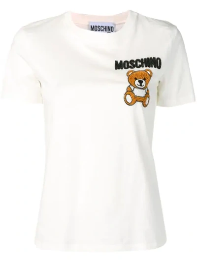 Moschino Embellished Appliquéd Cotton-jersey T-shirt In Black
