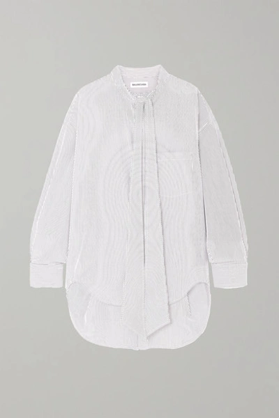 Balenciaga New Swing Striped Cotton-poplin Shirt In White
